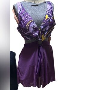 Purple Sarong Swim bikini Cover-Up with Intricate Detailing